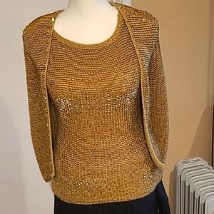 Gold Sequin tank and cardigan SET